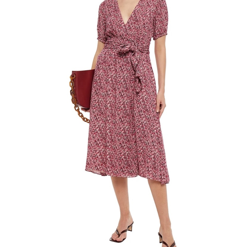 ba&sh Noemi printed crepon midi wrap dress